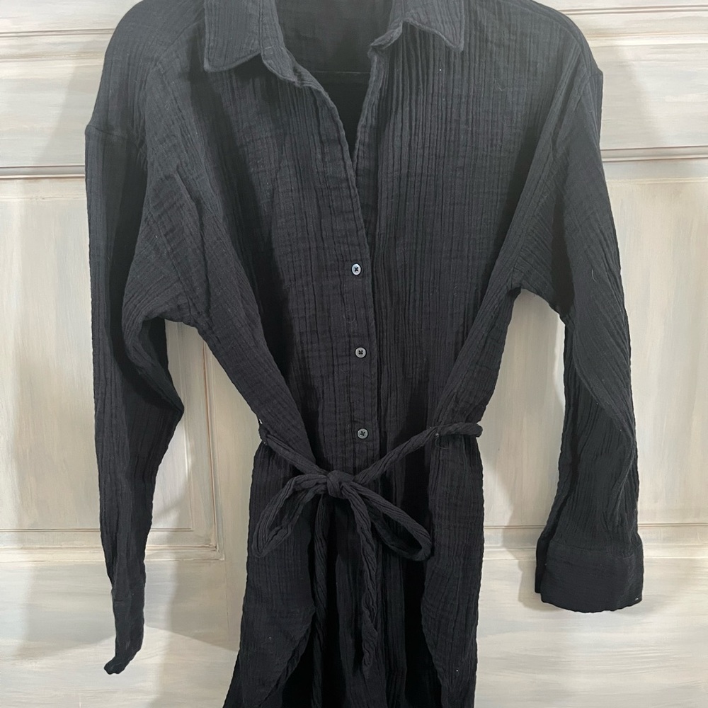 Abercrombie & Fitch Gauze Button-Up Tie-Waist Coverup